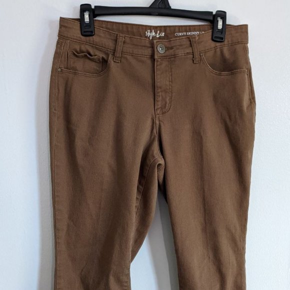 Style & Co Curvy Skinny Leg Pants Brown - Picture 1 of 7